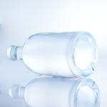 Round Glass Bottle 375ml Clear Empty Bottle For Spirits With Acid Etch Surface