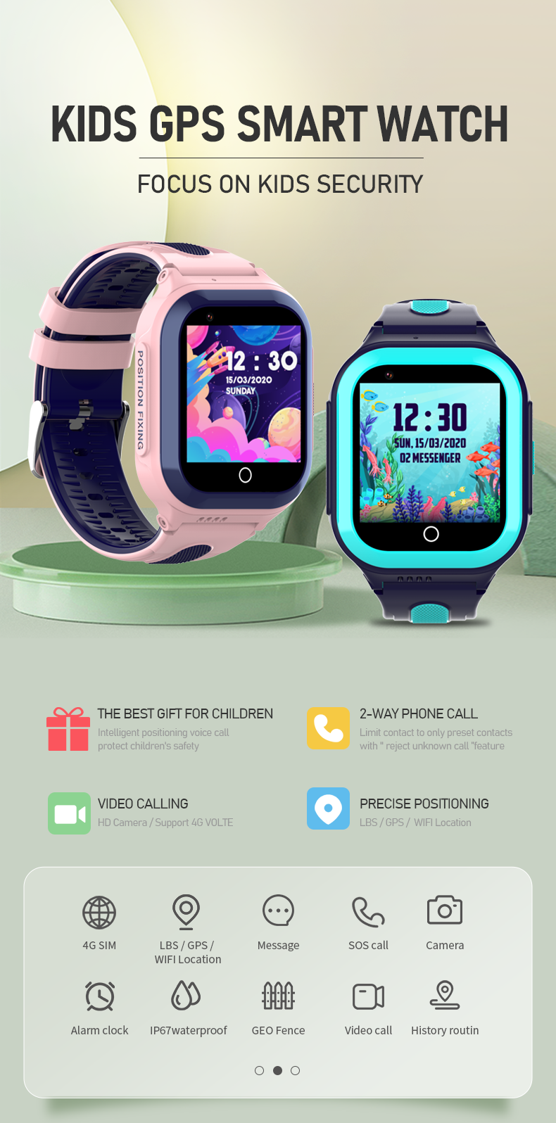 Eraysun Kids Boys Smart Watch 4G With Sim Card 1000mAh GPS WIFI Location Tracker SOS Video Call IP67 Smart Watch for Children