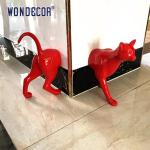 Geometric Cat Stainless Steel Modern Sculpture Passing Through Wall
