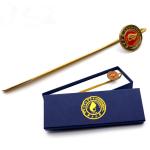 custom blue yellow bookmark gift box with foil stamping lid and base bookmark