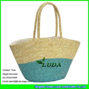 Wholesale LUDA colorblock hand braided tote bag oversized wheat straw tote bag from china suppliers