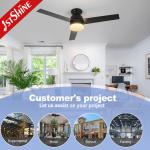 Low Ceiling Black MDF Blades Ceiling Fan with Remote Control and 1450lm Luminous