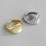 Lanciashow Gold Plated 925 Sterling Silver Jewellery Oval Open Ring For Women