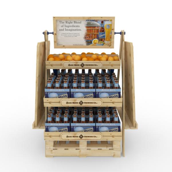Customized Double Sided Display Rack Stable Diy Wood Wine Rack Supermarket Beer