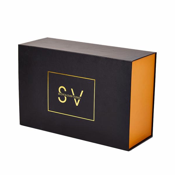 Magnet Box Carton Black Rigid Box Flat Luxury Magnetic Folding Storage Paper