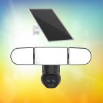 6500K 1500 Lumens Solar Floodlight Camera 15M PIR Distance 90 Degree Viewing