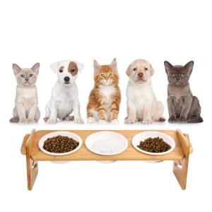 Wholesale Standing Type Installation Single-Tier Bamboo Stand Pet Feeder for Small Medium Pets from china suppliers