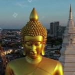 Bronze Sculpture Gold Painted Buddha