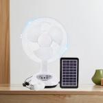Hot Solar Desk Fan AC/DC 12-Inch Rechargeable Floor Fan Solar Power Panel Mobile