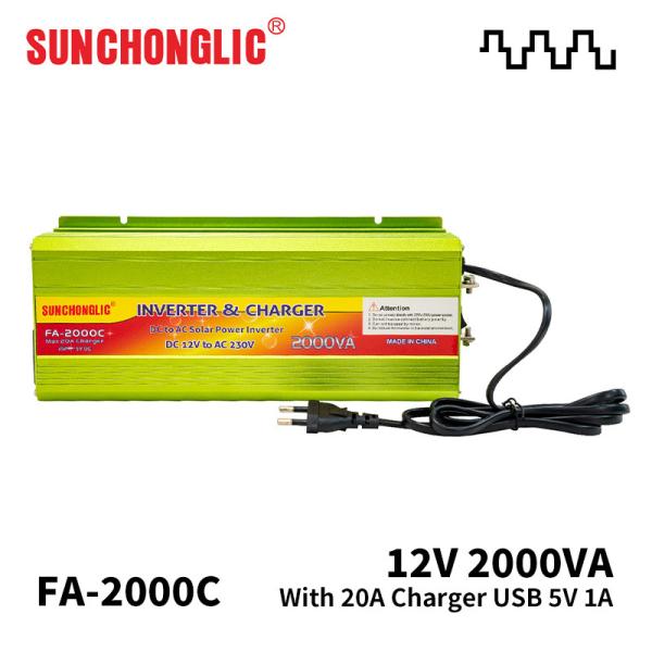 2000W Dc To Ac Power Inverter With Charger 5V 1A USB 20A Charger 12V 220V