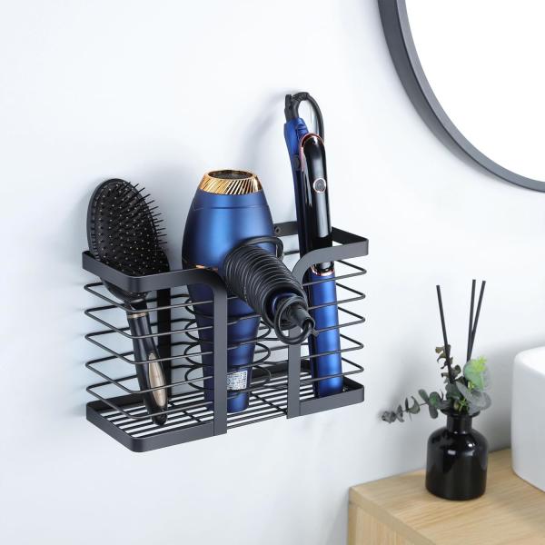 Modern Style Hair Tool Organizer for Wall Mounted Hair Dryer Bathroom Cabinet
