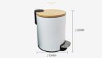 Commercial Foot Operated Waste Bins Stainless Teel Bamboo Lid Trash Garbage Can