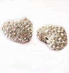 12-16mm White Color Clay Heart Shaped Beads,Clay Shamballa Beads with two hole