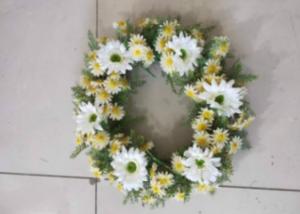 Wholesale 53cm Artificial White Yellow Chrysanthemum Wreath With Green Fern from china suppliers