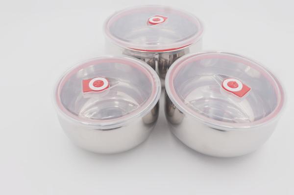 3 pcs Small size Kitchenware stainless steel storage container set round shape