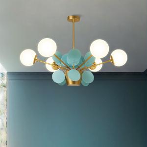 Wholesale Nordic art chandelier Romantic Flower Design lustre metal Warmth Glass light Dinging lamp(WH-MI-263) from china suppliers