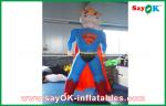 Blue / Red Inflatable Superman Cow Customized Animal Character Inflatable Model