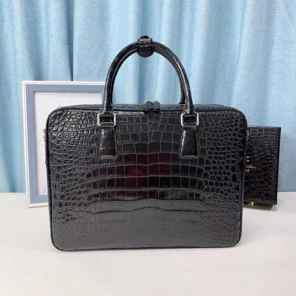 Authentic Crocodile Belly Skin Men's Classic Working Briefcase Genuine Alligator