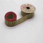Gift Packaging Gingham Wired Ribbon Red / Green Color 100% Polyester Material