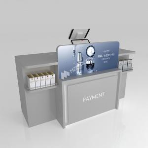 Wholesale Retail Store Stand Grey Wooden Cash Register With Light Box For Branded Shop Stand And Premium Display Counter from china suppliers