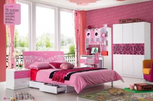 China modern girls painted MDF bedroom/kids bed with drawers,#850 on sale