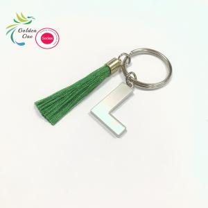 Wholesale Handbag Charms Tassel Keyring English Letter Shiny Silver Plated Metal Key Chain from china suppliers