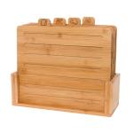 Eco-Friendly Solid Bamboo Square Chopping Board Set With Stand For Kitchen