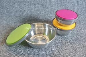 Wholesale 12cm 14cm 16cm Colorful Stainless Steel Mixing Bowl Set With Lid 6pcs from china suppliers