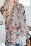 Chiffon Printed 100% Polyester Women'S V Neck Long Sleeves Shirt