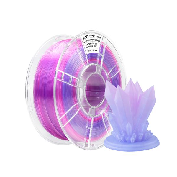 PLA+ Filament Transparent Gradient Dual Color Rose Red Light Blue 1.75mm 3d