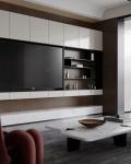 Modern TV Cabinet Custom TV Wall Unit White Lacquer Cabinet Fitted Living Room