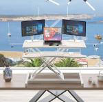 Customized White Black Wooden Manual Height Adjustable Coffee Table for Living