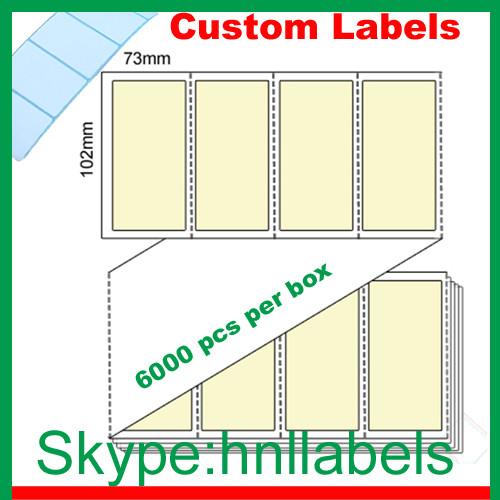 Thermal Transfer Labels 102mmX73mm/1 Beige Trans Fanfold Perm, Perfs, 6,000 per