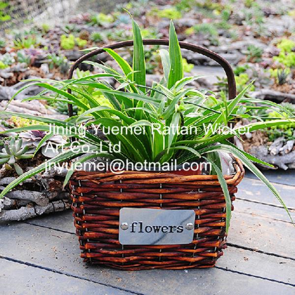 2016 new style wicker garden baskets square shape willow plant basket with