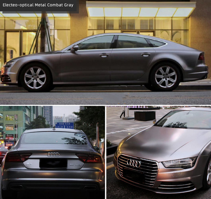 140gsm Matte Car Vinyl Wrap Electro Optical Metal Battle Grey Car Wrap Film
