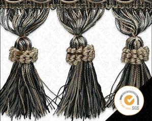 Wholesale By the Yard-4&quot; Taupe Mix Tassel Fringe Trim Fabric Fringe for Lampshade Lamp Costume Pillow Curtains Home Decor from china suppliers
