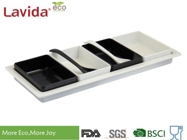 BPA Free Non - Toxic Melamine Dinner Trays Dishwasher Safe With Removable Bowl /