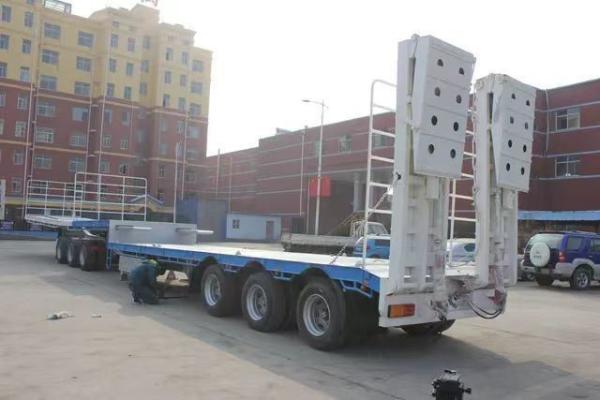 3 Axles 60/80/100 Tons Container Chassis Loader Lowbed Truck Low Bed Trailer Low