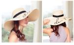 AK17519 Wide brim sunny beach paper straw hats with letter in stock , promotion