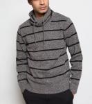 Full Lambswool Knit Pullover Sweater Hoodie Jersey Type With Stripe Thick