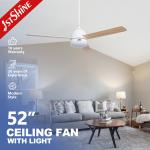 50W Indoor Remote Control Modern LED Ceiling Fan With 3 MDF Blades