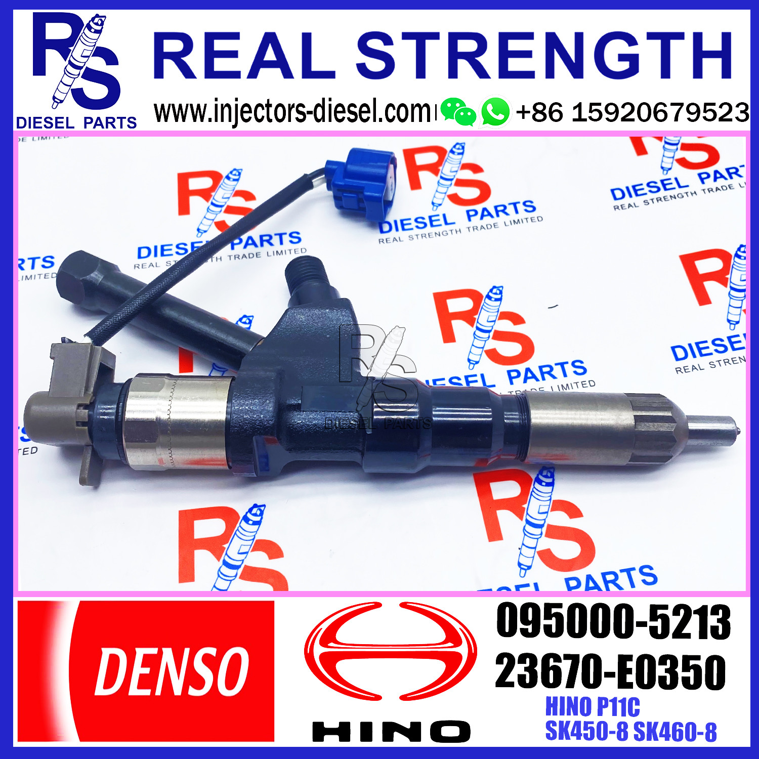 Excavator Spare Part 23670-E0351 Fuel Injector 095000-5215 SK460-8 P11C KOBELCO 095000-5213 095000-5214