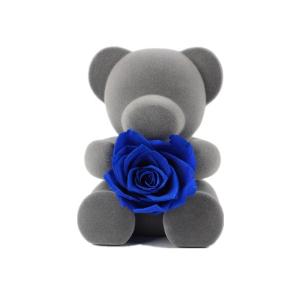 Wholesale Blue Artificial Preserved Rose Teddy Bear With Rich Romantic Look from china suppliers