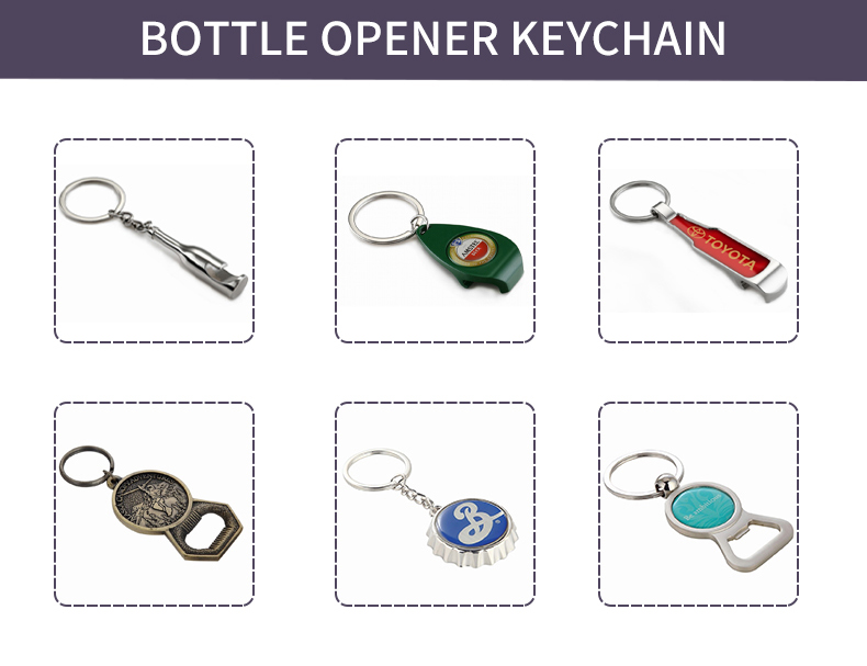 Custom Bottle Opener Keychain Metal Zinc Alloy Souvenir Domed Sticker