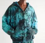 Graffiti Print Oversized Distressed Ripped Hoodie