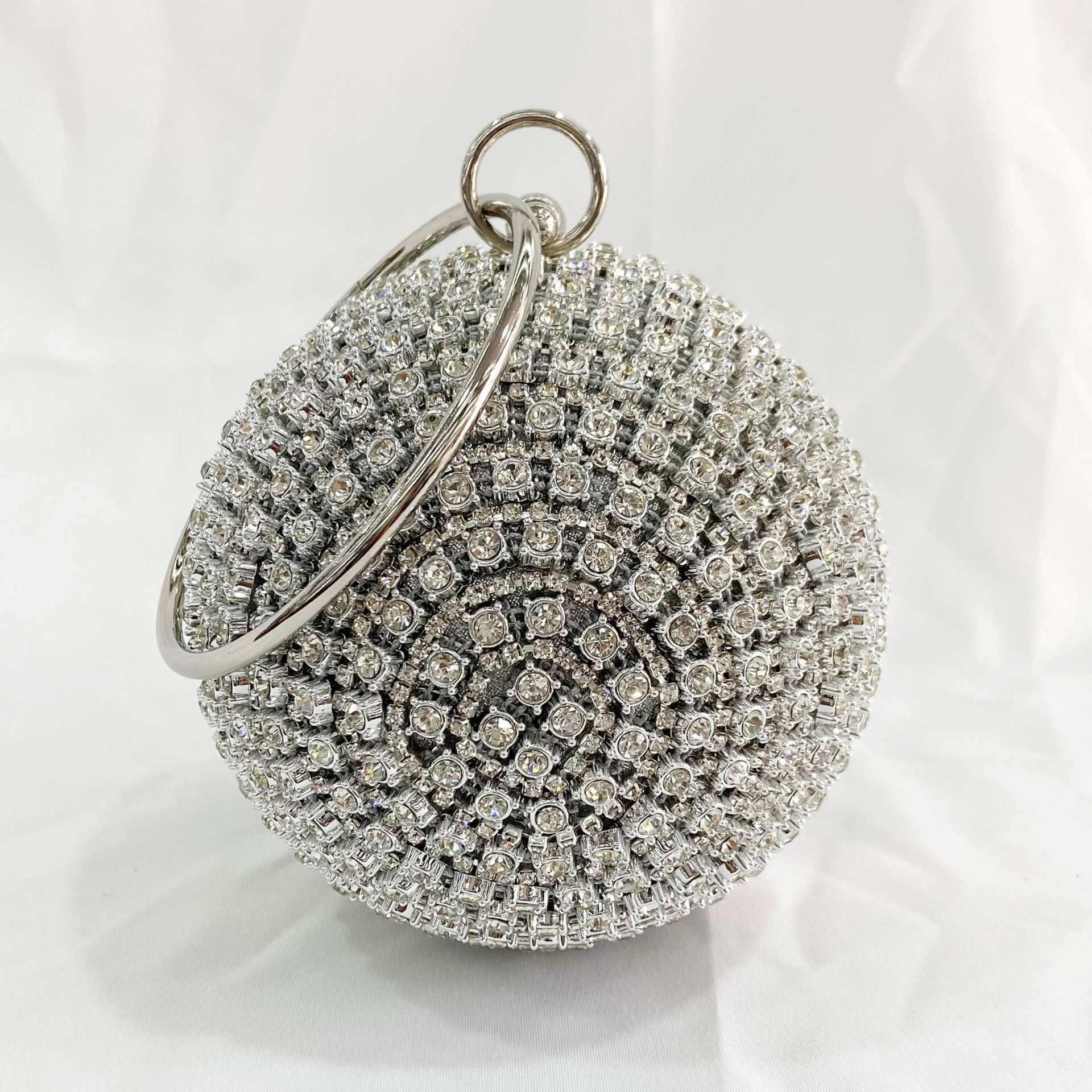 Girls Wedding Evening Purse Round Ball Ladies Shoulder Crossbody Handbags with Metal