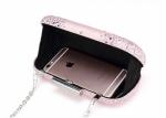 Pink Satin Fabric Hard Case Clutch Evening Bags , Western Rhinestone Purses For