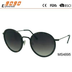Wholesale Round Hot selling metal sunglasses with UV 400 protection lens,pattern on the frame from china suppliers