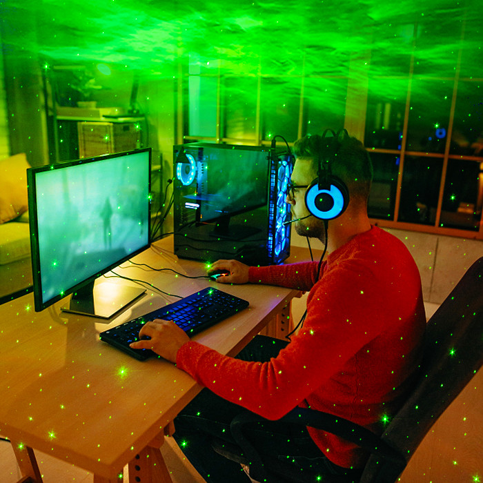 Rotatable Smart Galaxy Projector , Multiscene Alexa RGB Star Projector