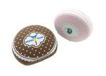 Round Cute Contact Lens Case Storage Box Made From Pink / Brown Canvas